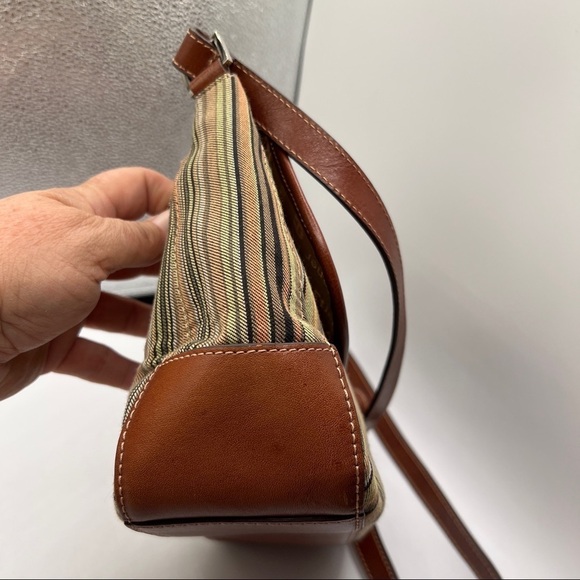 Etienne Aigner Multi Striped Canvas Foldover Shoulder Bag - Picture 3 of 10